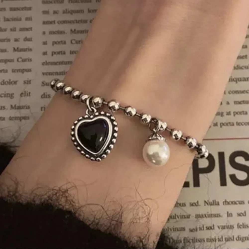 NEW HEART 925 STERLING SILVER PEARL BRACELET, NICE BRACELET, CUTE BRACELET - Picture 2 of 6